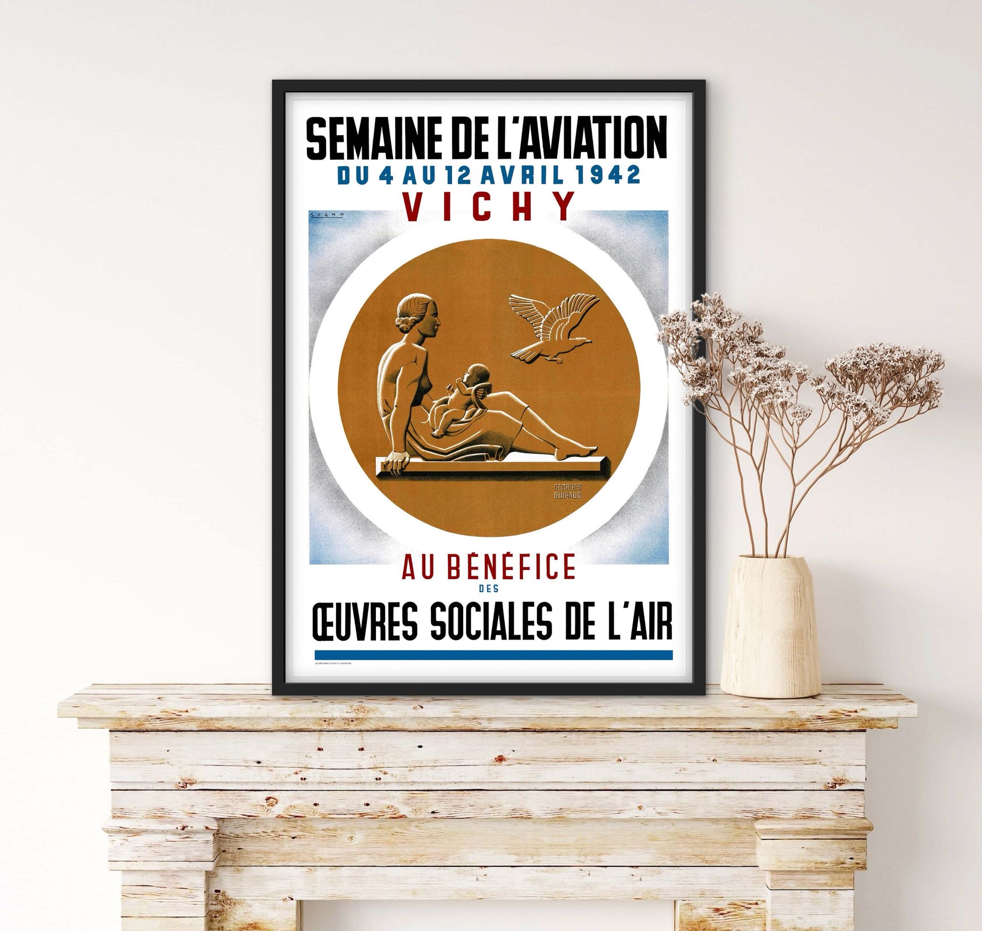 affiche semaine de l'aviation Vichy 1942 œuvres sociales de l'air affichevintagefrance