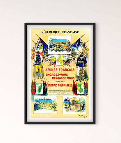 Affiche recrutement militaire armée engagez vous troupes Coloniales