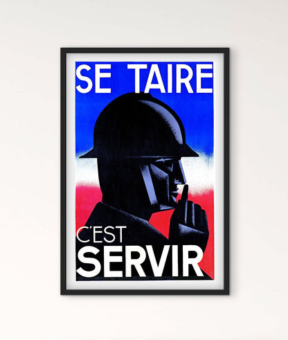 Affiche militaire armée se taire c'est servir affichevintagefrance