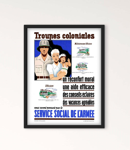 Affiche troupes Coloniales service social de l'armée