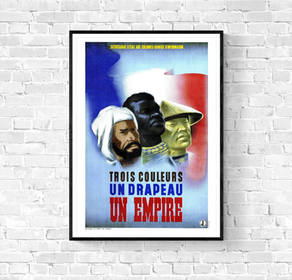 Affiche empire colonial trois couleurs un drapeau