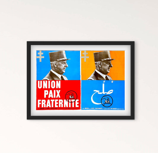 Affiche Général Charles de Gaulle union paix fraternité affichevintagefrance