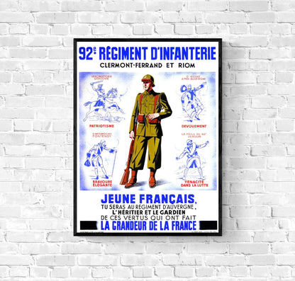 Affiche 92e régiment d'infanterie Clermont-Ferrand