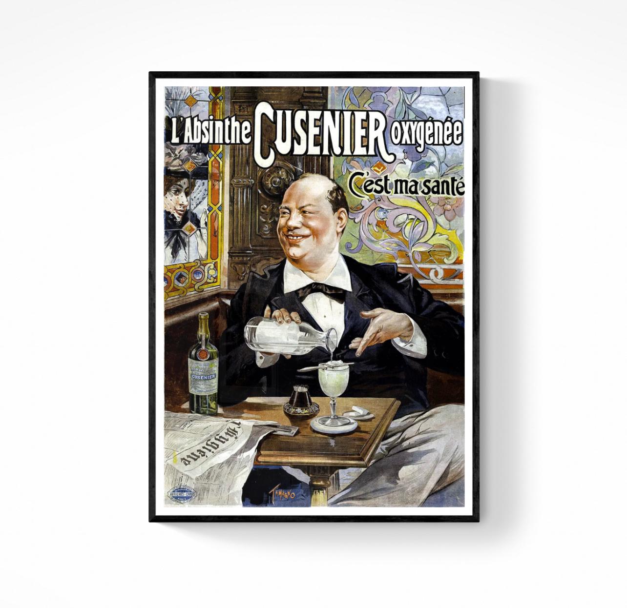 Affiche Absinthe Cusenier santé