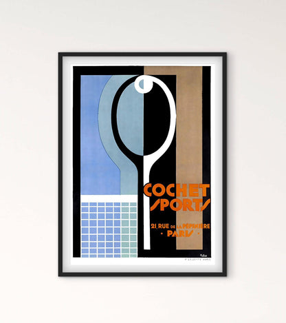 Affiche Tennis Cochets Sports affichevintagefrance