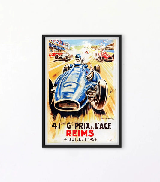 Affiche Reims 1954 Grand Prix GP automobile affichevintagefrance