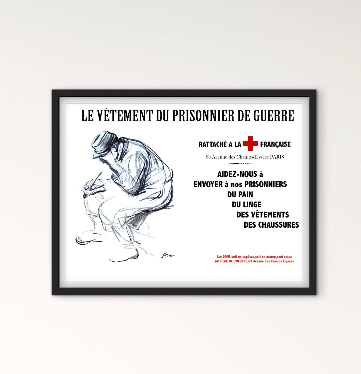 Affiche prisonnier de guerre croix rouge