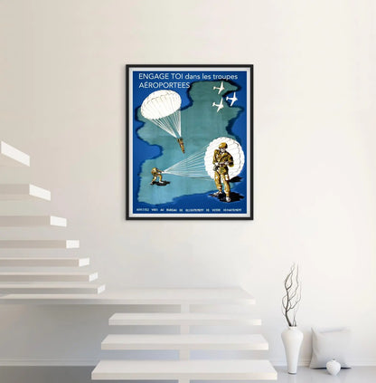 Affiche Troupes aéroportées parachutistes affichevintagefrance