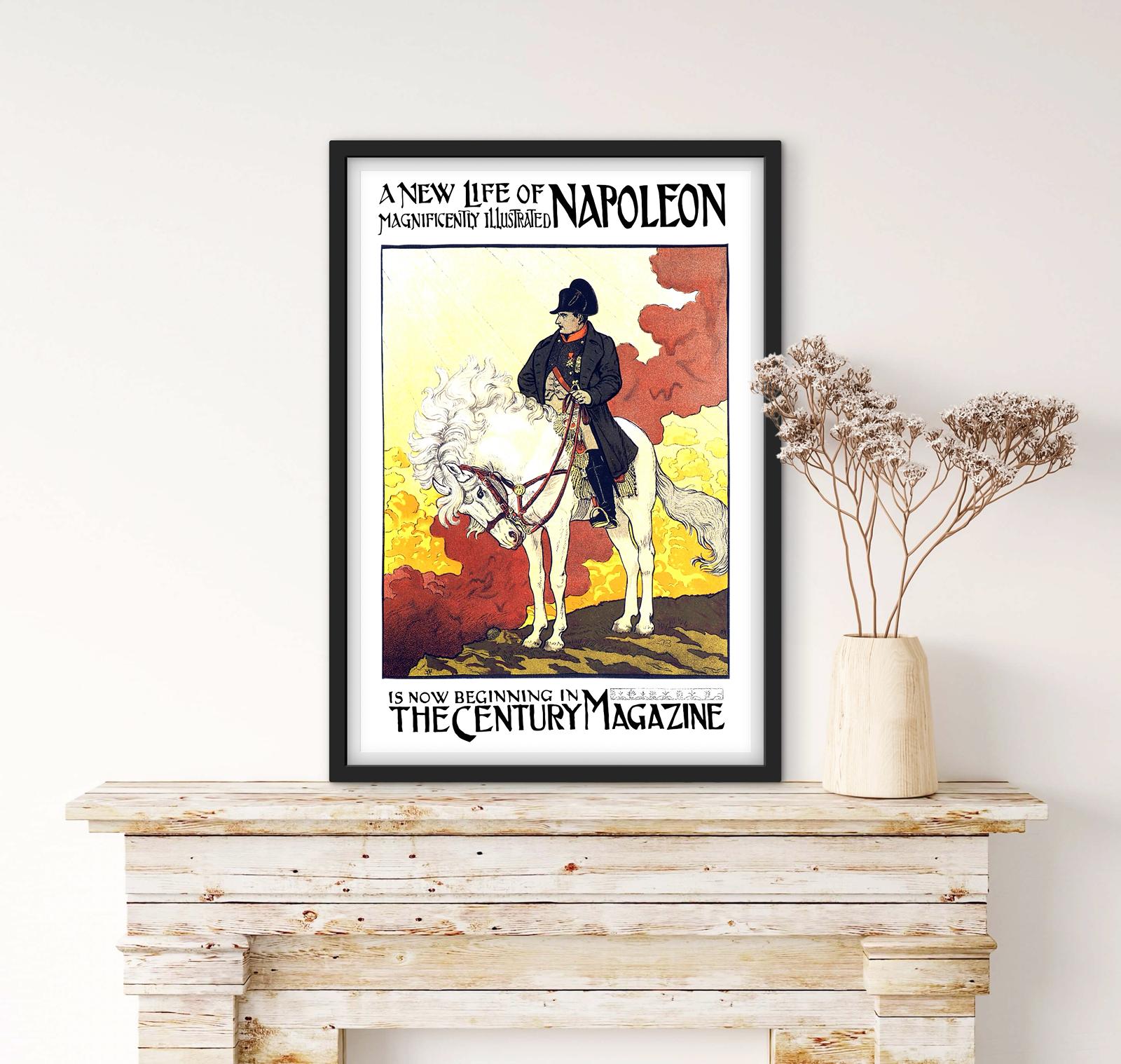 Affiche Napoléon Bonaparte cheval blanc portrait affichevintagefrance