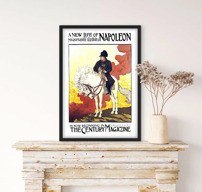 Affiche Napoléon Bonaparte cheval blanc portrait affichevintagefrance