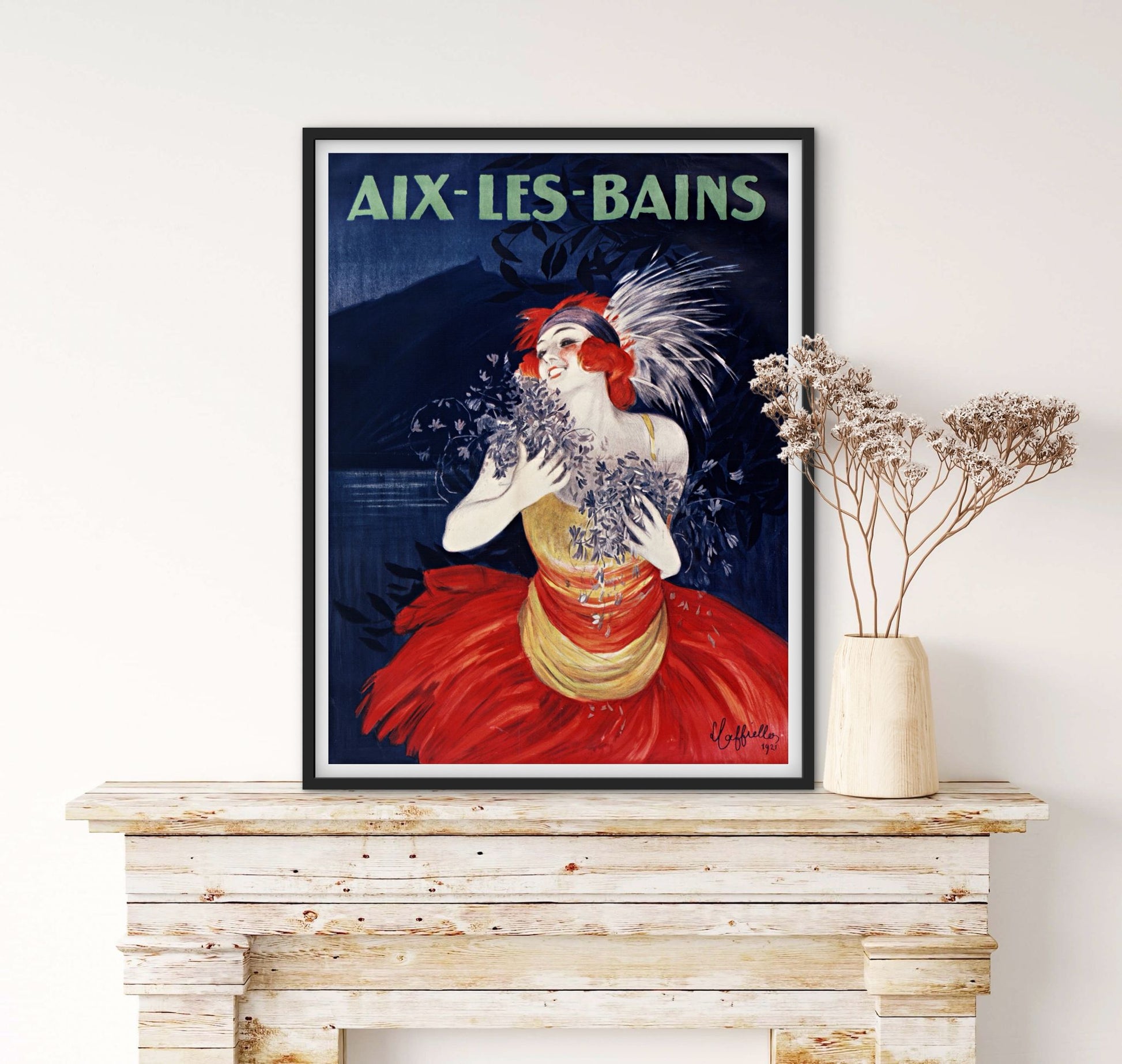Affiche Aix les bains Femme heureuse affichevintagefrance