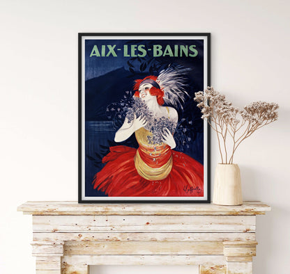 Affiche Aix les bains Femme heureuse affichevintagefrance