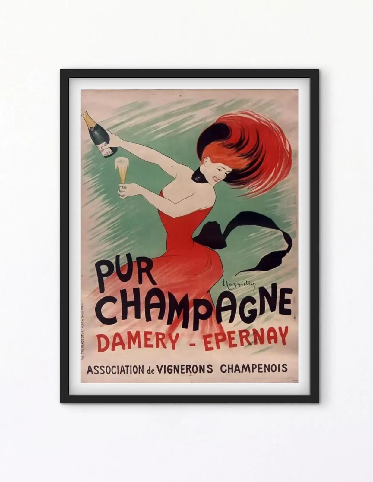 Affiche pur Champagne Pub Damery Epernay Reims vintage publicité marne affichevintagefrance