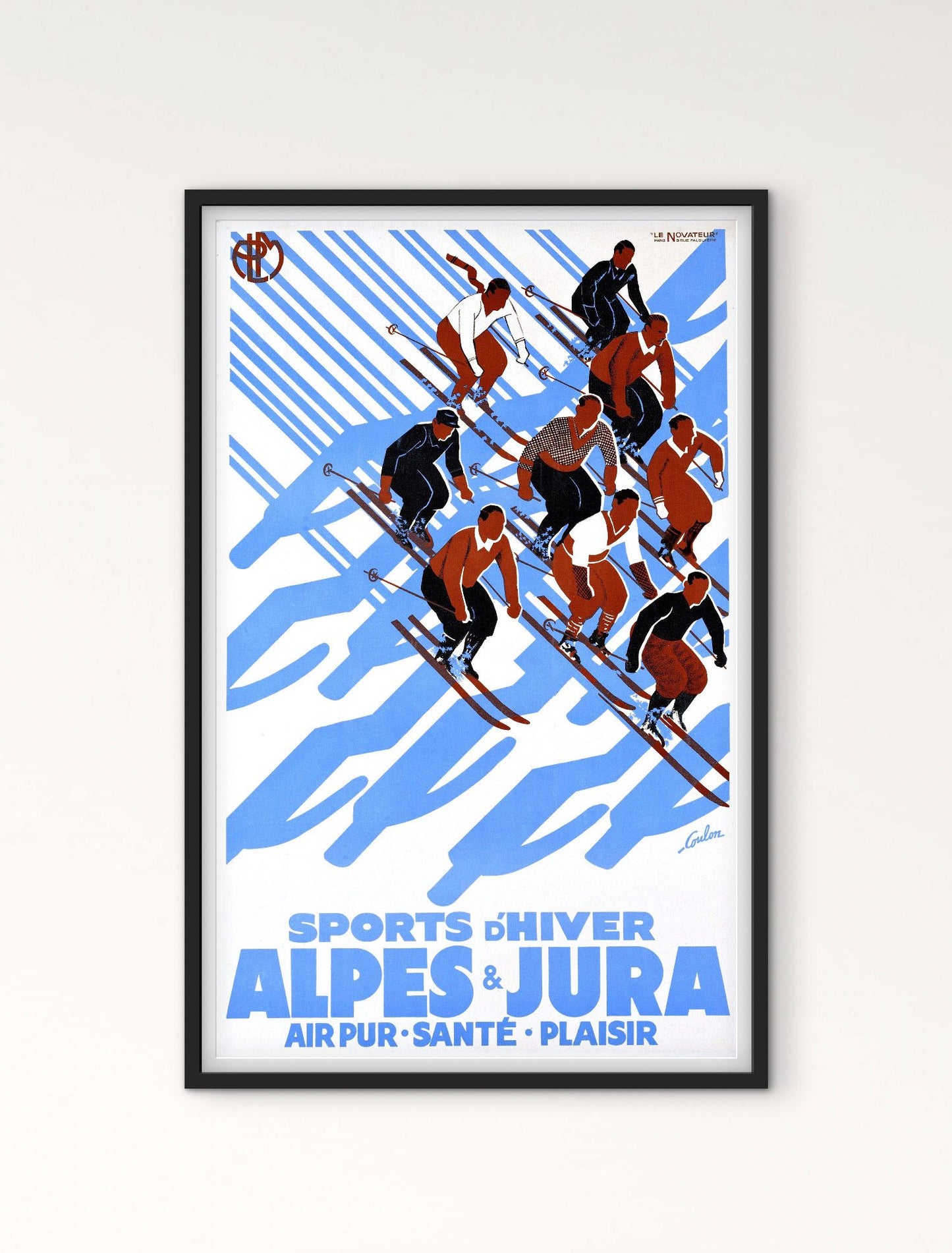 Affiche sports d'hiver Alpes et Jura air pur santé plaisir affichevintagefrance