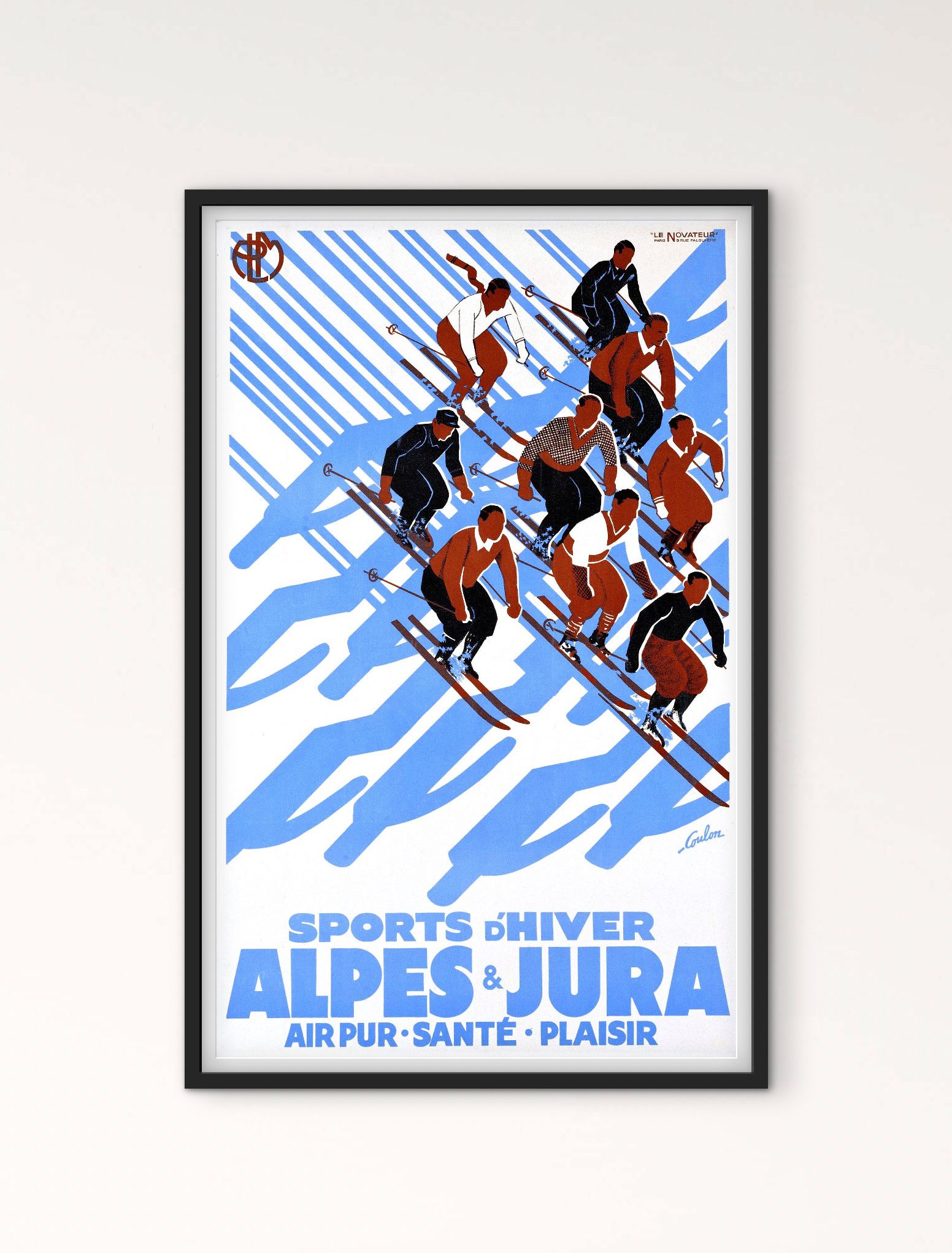 Affiche sports d'hiver Alpes et Jura air pur santé plaisir affichevintagefrance