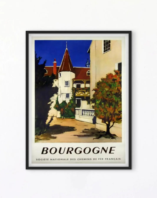 Affiche vintage Bourgogne SNCF Société Nationale des Chemins de Fer Français  Décoration murale rétro affichevintagefrance