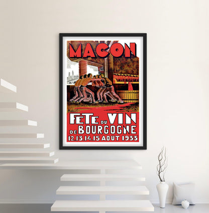 Affiche Macon fête du vin Bourgogne 1933