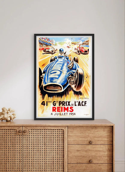 Affiche Reims 1954 Grand Prix GP automobile affichevintagefrance