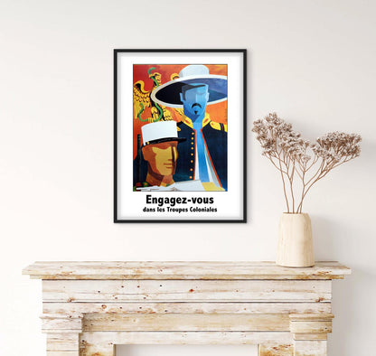 Affiche troupes Coloniales recrutement engagez vous