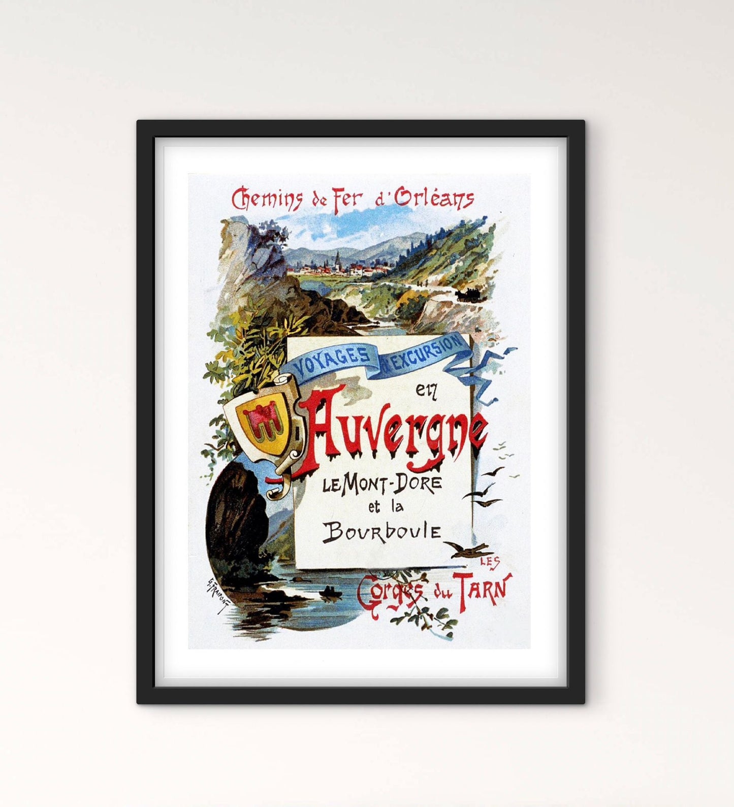 Affiche Auvergne Mont Doré Bourboule gorges du Tarn affichevintagefrance