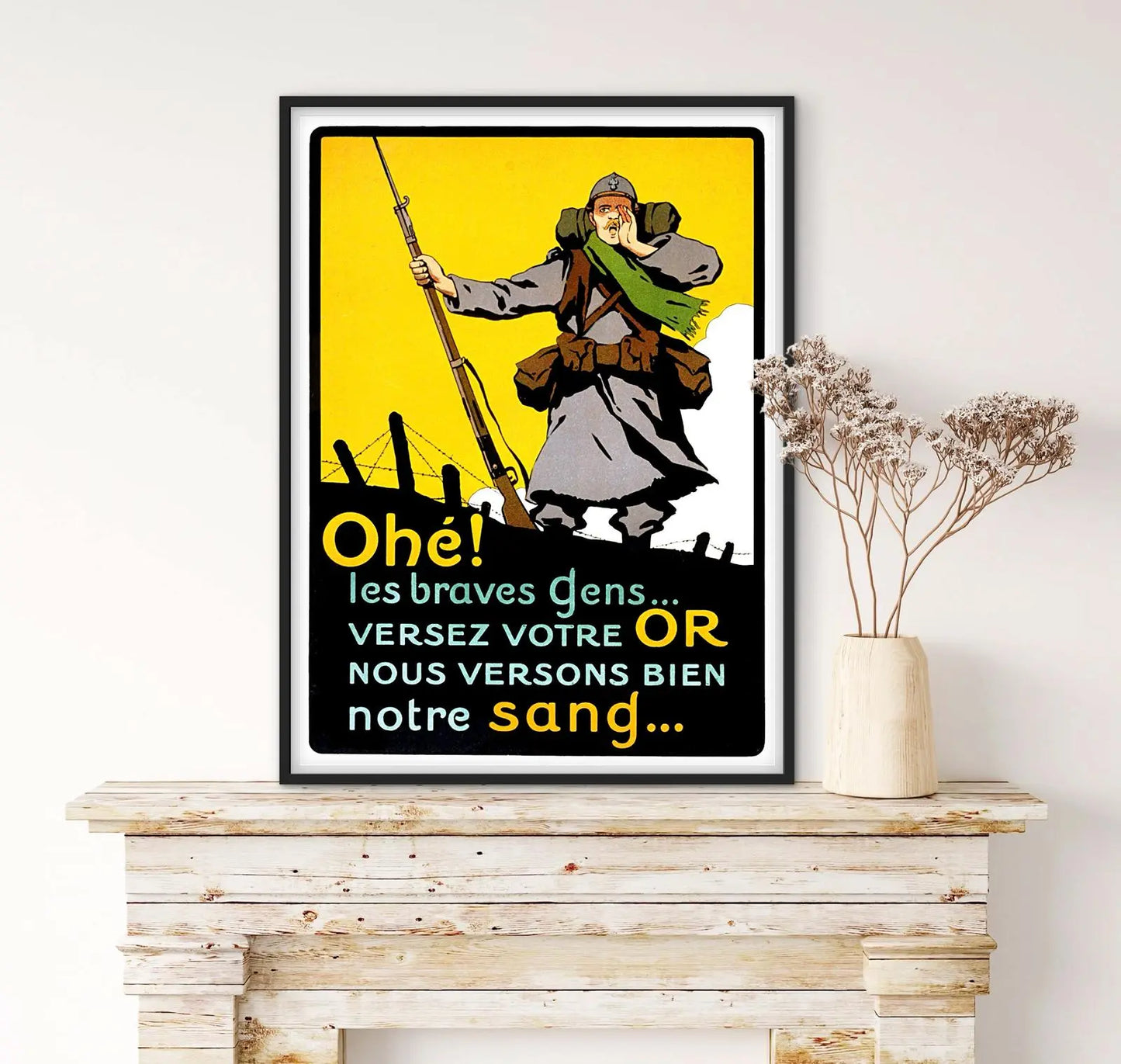 Affiche Première Guerre Mondiale 1914-18 Propagande OHÉ! LES BRAVES GENS... VERSEZ VOTRE OR NOUS VERSONS BIEN NOTRE SANG affichevintagefrance