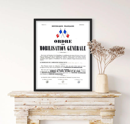Affiche ordre de mobilisation générale décret président guerre mondiale affichevintagefrance