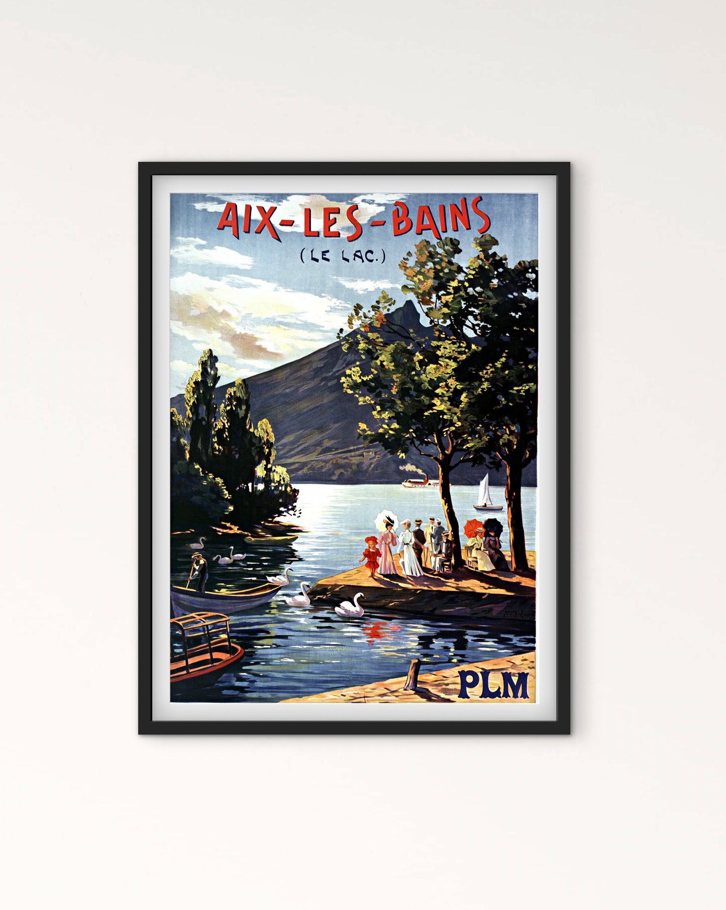 Affiche Aix les bains Savoie Lac Bourget Chambéry PLM affichevintagefrance