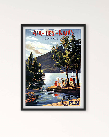 Affiche Aix les bains Savoie Lac Bourget Chambéry PLM affichevintagefrance