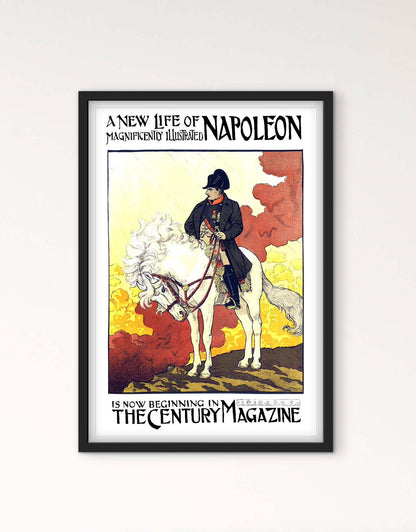 Affiche Napoléon Bonaparte cheval blanc portrait affichevintagefrance