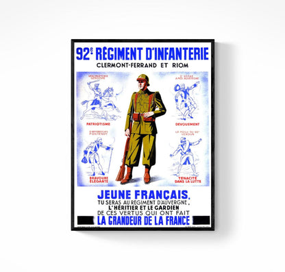 Affiche 92e régiment d'infanterie Clermont-Ferrand