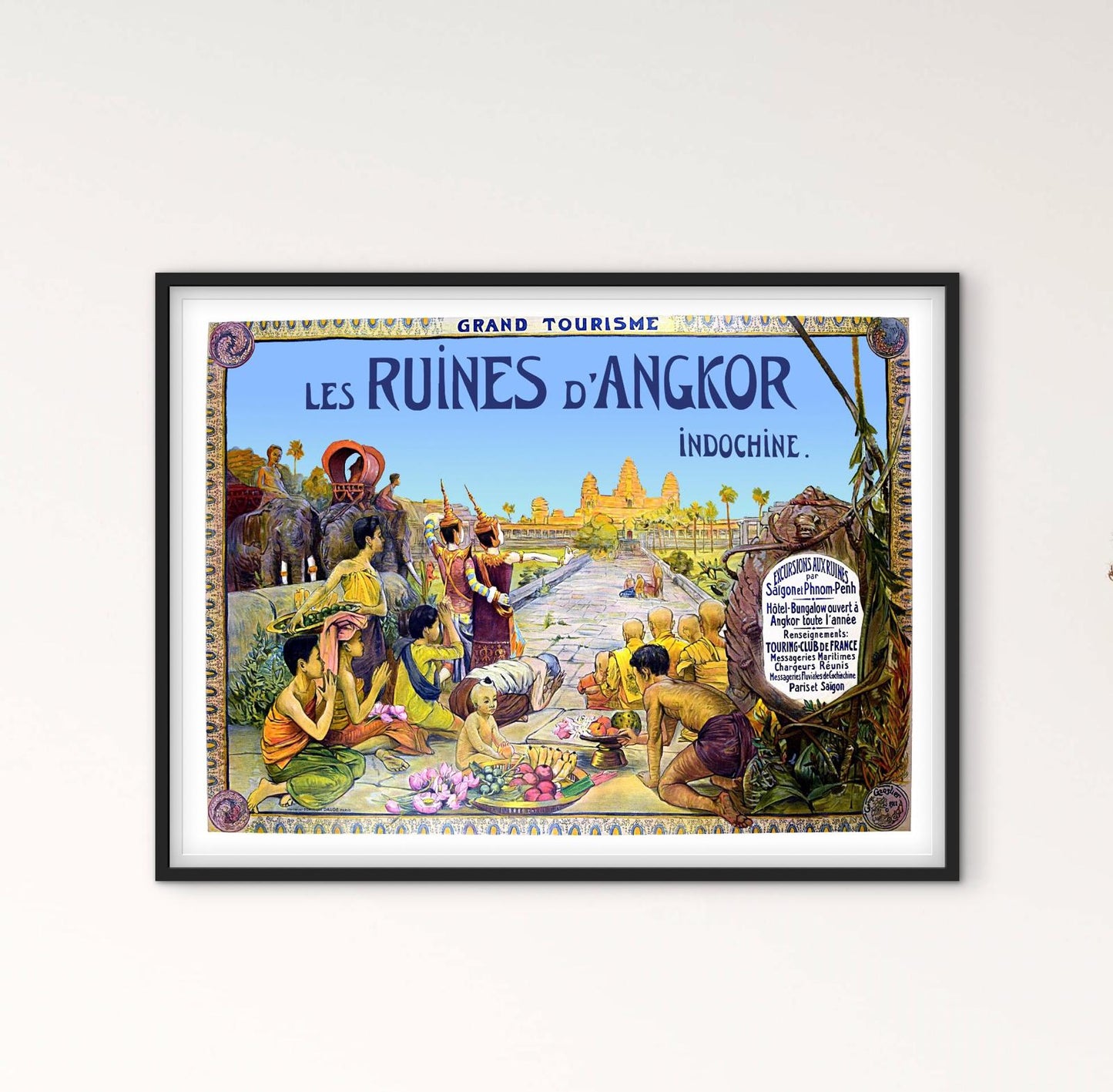 Affiche ruines Angkor Cambodge Indochine