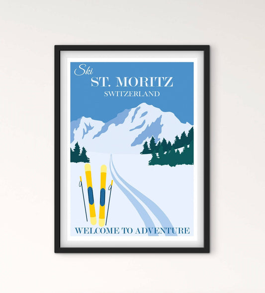 Affiche Ski Suisse Saint Moritz affichevintagefrance
