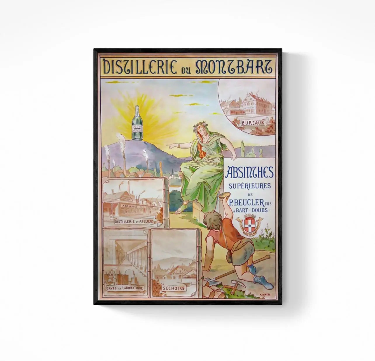 Affiche Absinthe Montbartine distillerie Beucler montbart affichevintagefrance