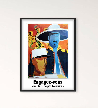 Affiche troupes Coloniales recrutement engagez vous