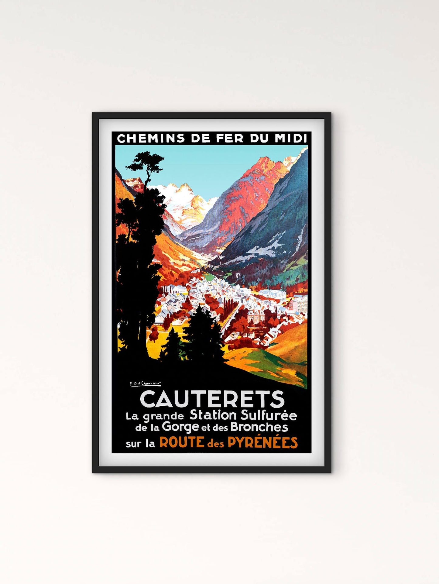Affiche  Pyrénées Cauterets station ski affichevintagefrance