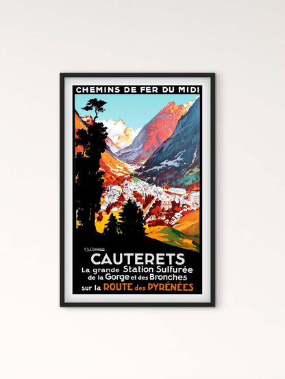Affiche  Pyrénées Cauterets station ski affichevintagefrance