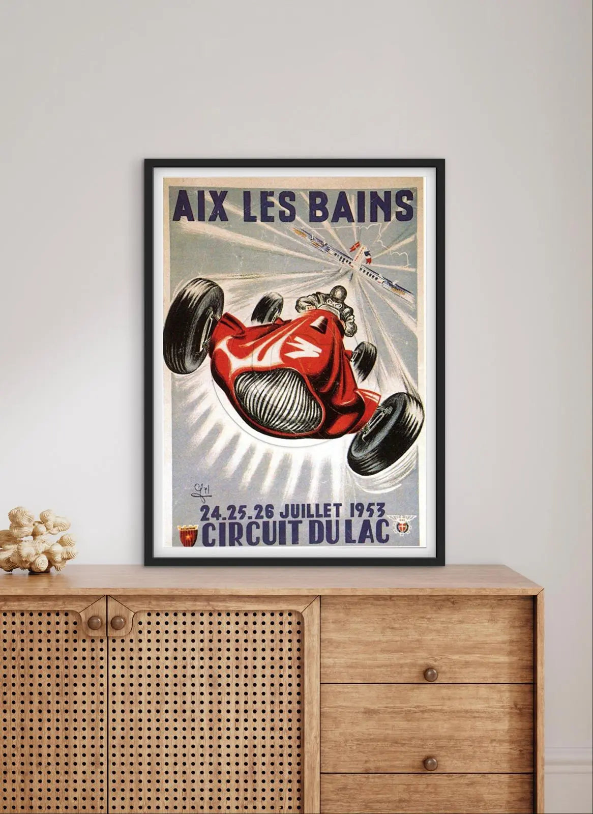 Affiche Aix les Bains circuit du lac 1953 Grand Prix GP automobile affichevintagefrance