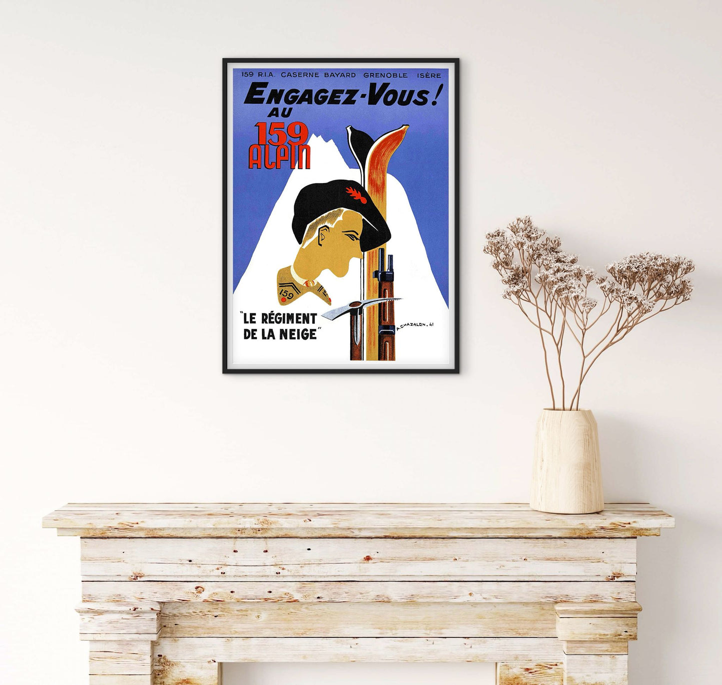 Affiche régiment de la neige 159e alpin recrutement