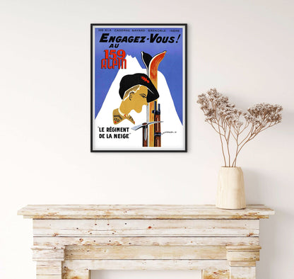Affiche régiment de la neige 159e alpin recrutement