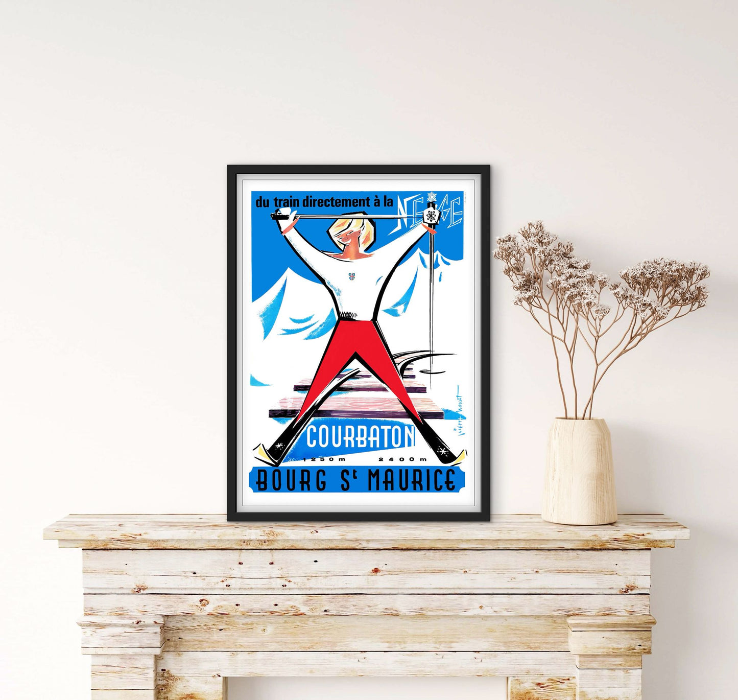 Affiche Bourg saint Maurice Courbaton Alpes station ski affichevintagefrance