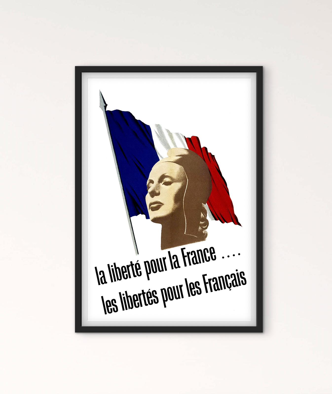 Affiche Marianne drapeau Liberté pour la France affichevintagefrance