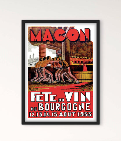 Affiche Macon fête du vin Bourgogne 1933