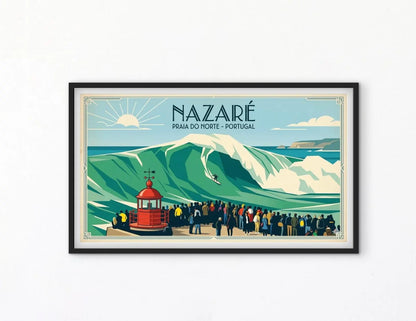 Affiche Nazaré Portugal surf spot affichevintagefrance