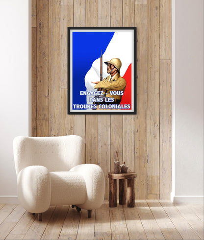 Affiche troupes Coloniales recrutement engagez vous
