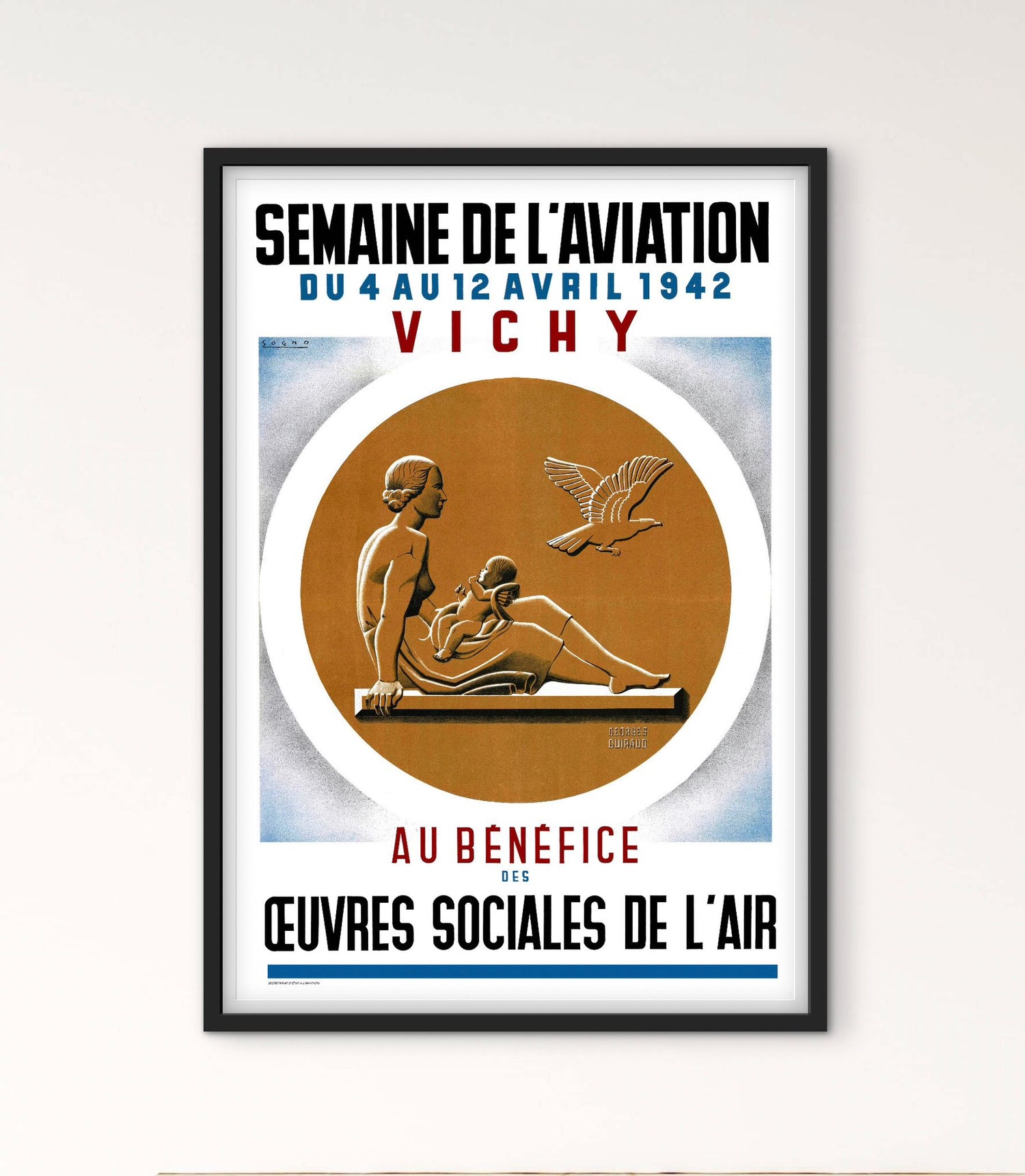 affiche semaine de l'aviation Vichy 1942 œuvres sociales de l'air affichevintagefrance