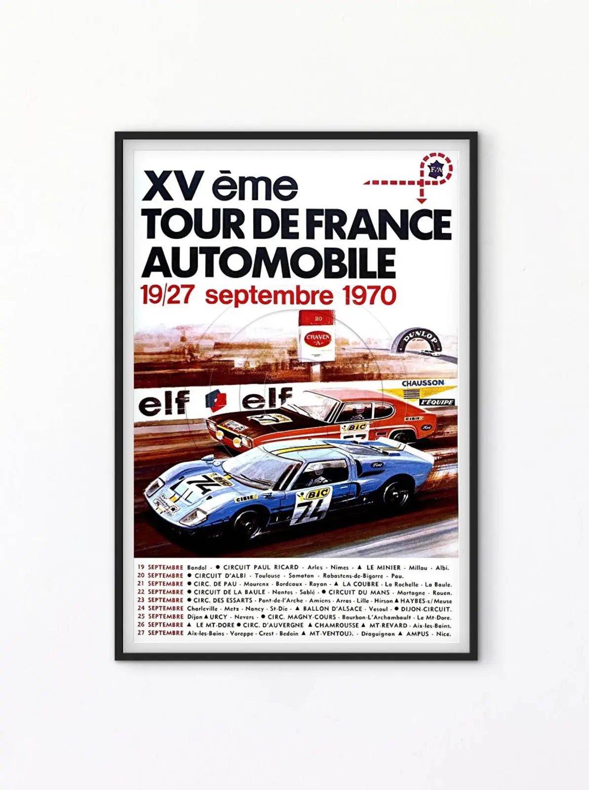 Affiche 15e tour de France automobile 1970 Grand Prix affichevintagefrance