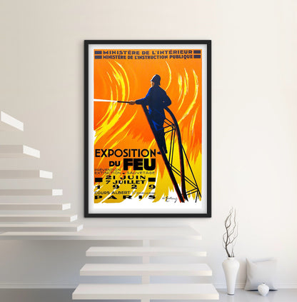 Affiche exposition du feu pompier Paris 1929