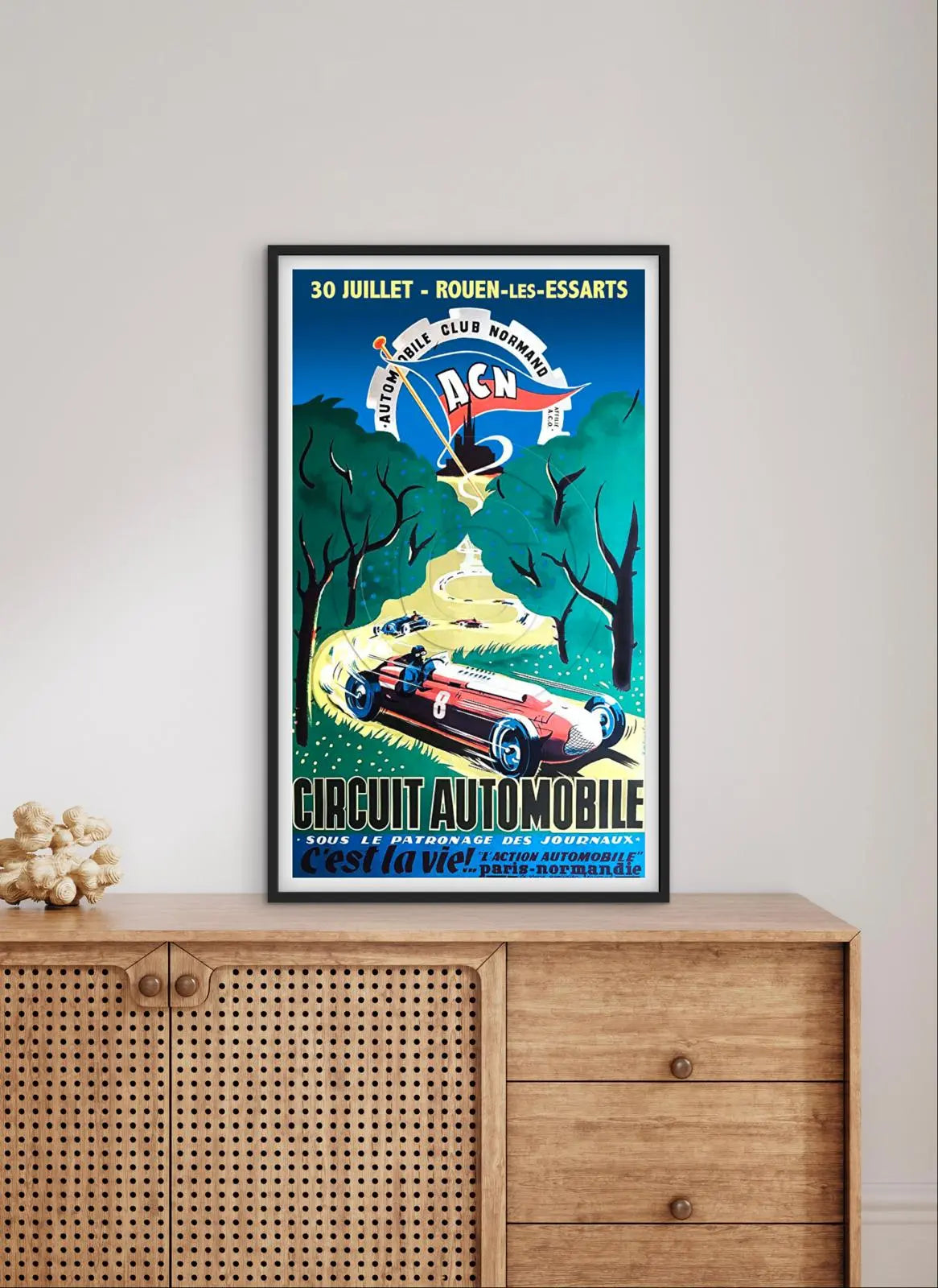 Affiche Rouen Grand Prix GP automobile club de France normandie les essarts circuit affichevintagefrance