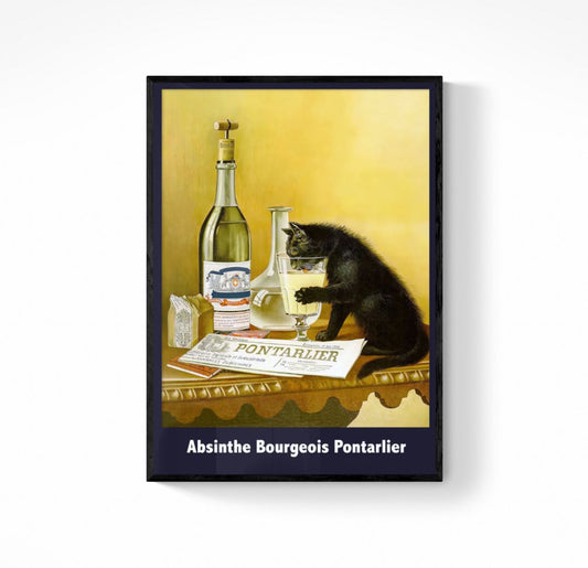 Affiche Absinthe Pontarlier chat