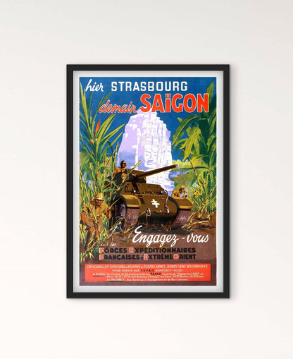 Affiche Indochine Saigon engagez vous dans l'armée militaire Strasbourg tank blindé affichevintagefrance